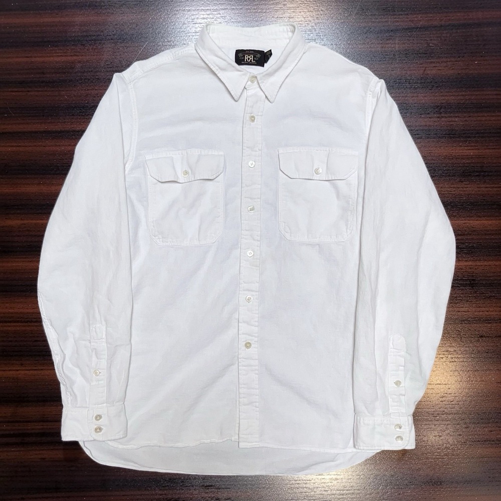 RRL Double RL Utility Work Shirt Mens Size XXL White Button Up Linen Cotton